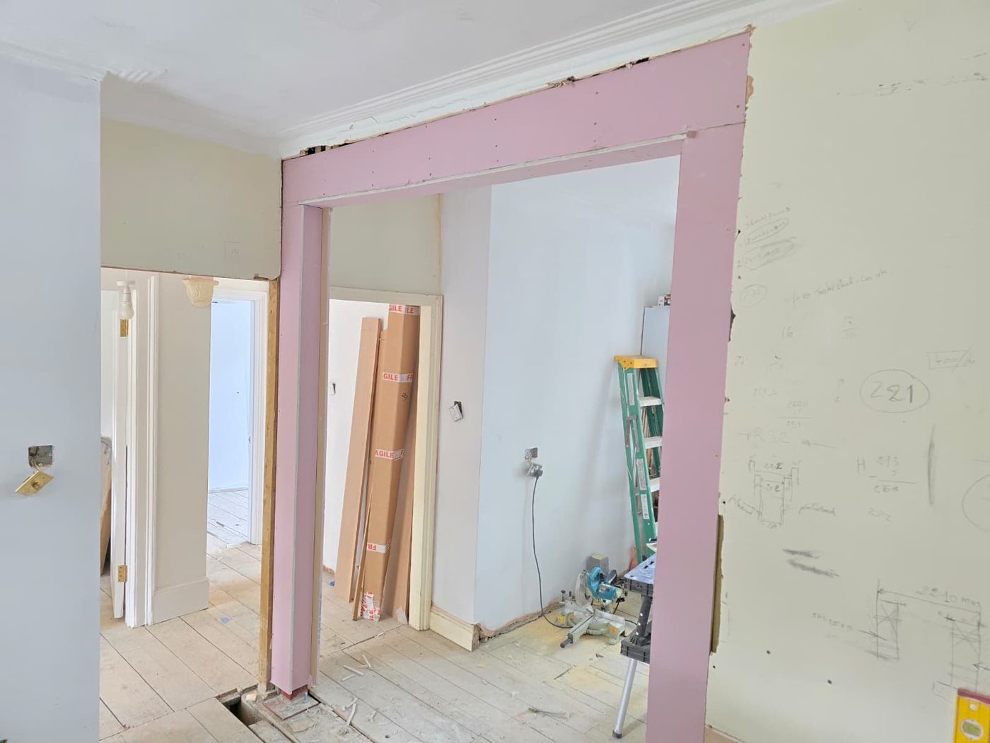 A structural opening formed and lined by GS Renovation during a full refurbishment